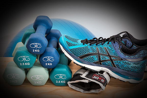 Dumbbells and trainer